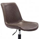 Brown and Black Adjustable Swivel Faux Leather Rolling Office Chair - Homeroots - Flyclothing LLC