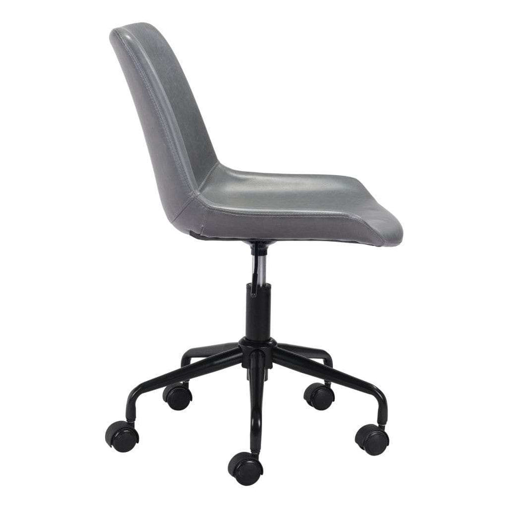 Gray and Black Adjustable Swivel Faux Leather Rolling Office Chair - Homeroots - Flyclothing LLC