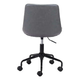 Gray and Black Adjustable Swivel Faux Leather Rolling Office Chair - Homeroots - Flyclothing LLC