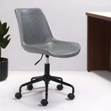 Gray and Black Adjustable Swivel Faux Leather Rolling Office Chair - Homeroots - Flyclothing LLC