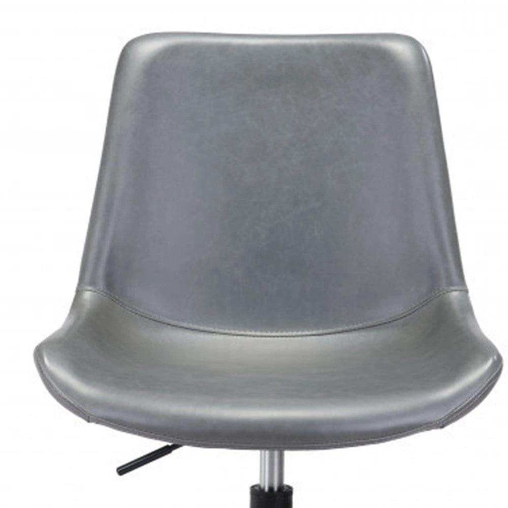 Gray and Black Adjustable Swivel Faux Leather Rolling Office Chair - Homeroots - Flyclothing LLC