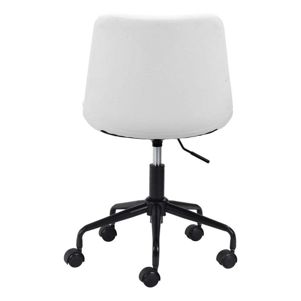 White and Black Adjustable Swivel Faux Leather Rolling Office Chair - Homeroots - Flyclothing LLC