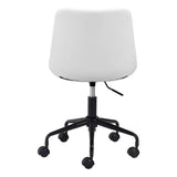 White and Black Adjustable Swivel Faux Leather Rolling Office Chair - Homeroots - Flyclothing LLC