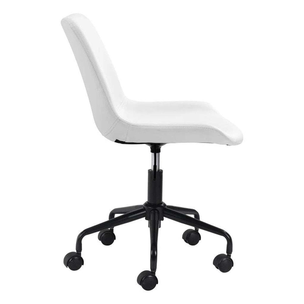 White and Black Adjustable Swivel Faux Leather Rolling Office Chair - Homeroots - Flyclothing LLC