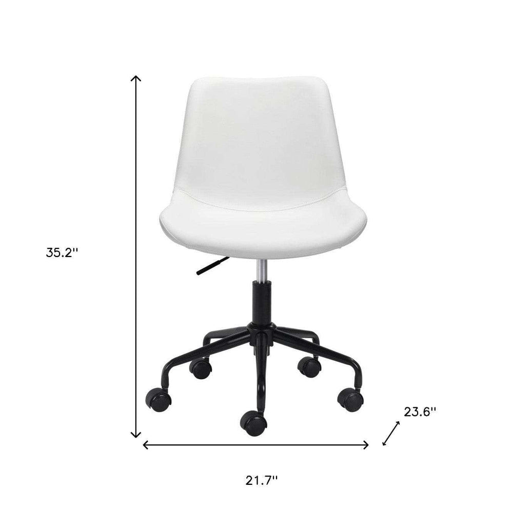 White and Black Adjustable Swivel Faux Leather Rolling Office Chair - Homeroots - Flyclothing LLC