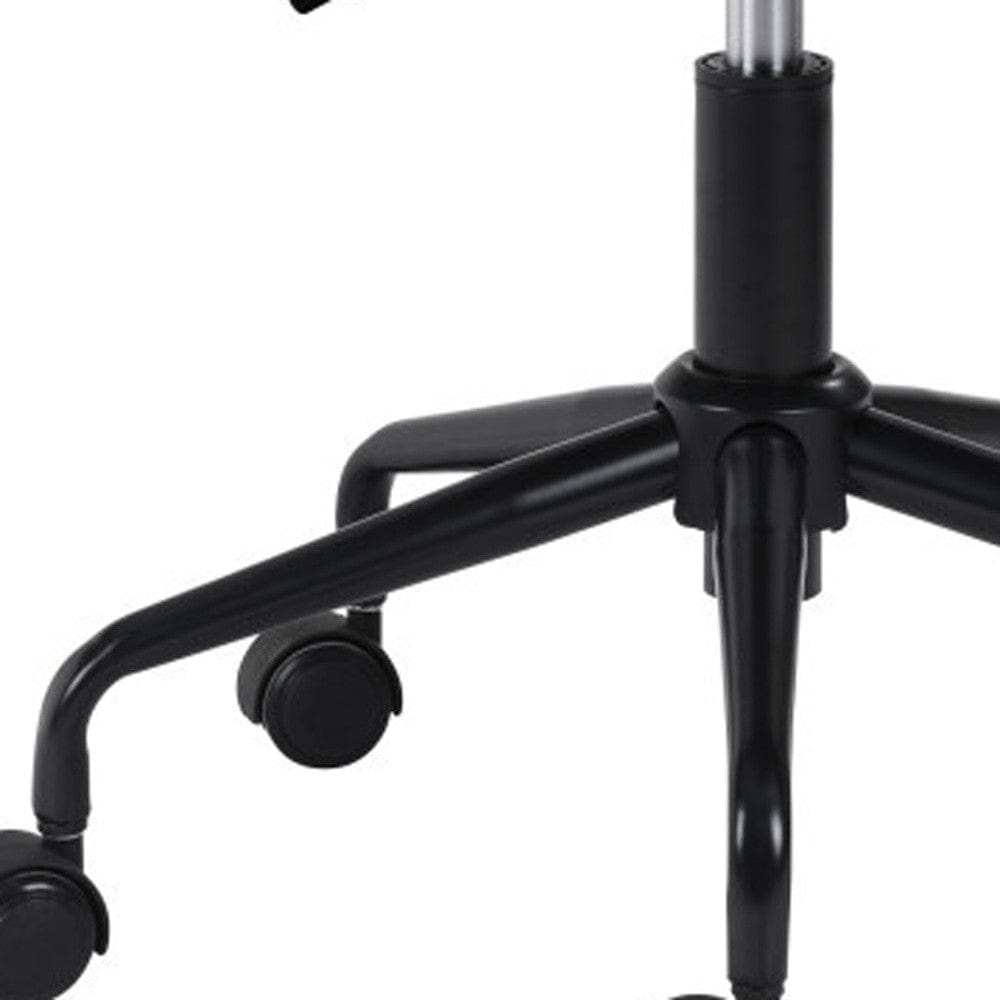White and Black Adjustable Swivel Faux Leather Rolling Office Chair - Homeroots - Flyclothing LLC