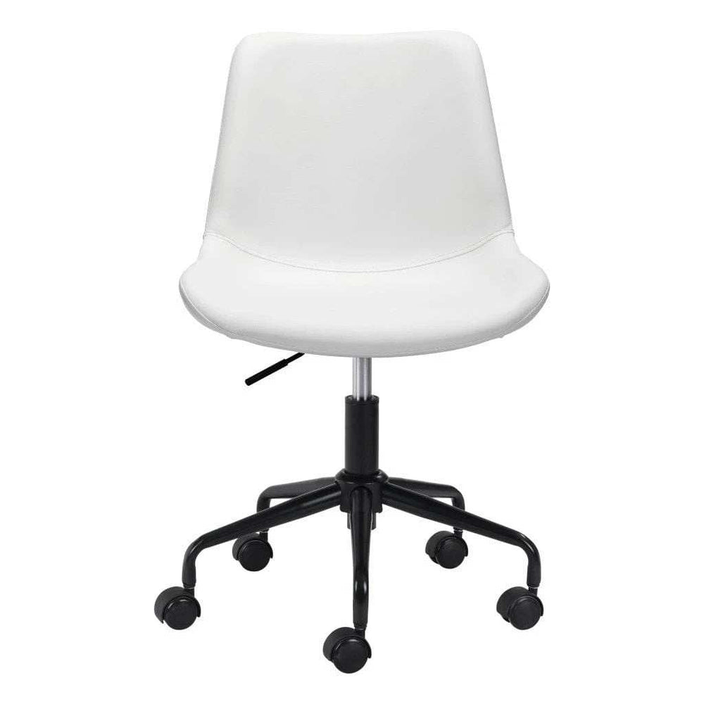 White and Black Adjustable Swivel Faux Leather Rolling Office Chair - Homeroots - Flyclothing LLC
