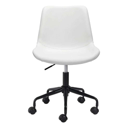 White and Black Adjustable Swivel Faux Leather Rolling Office Chair - Homeroots - Flyclothing LLC