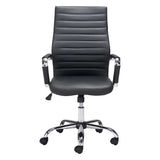 Black and Silver Adjustable Swivel Faux Leather Rolling Conference Office Chair - Homeroots - Flyclothing LLC