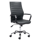 Black and Silver Adjustable Swivel Faux Leather Rolling Conference Office Chair - Homeroots - Flyclothing LLC