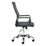 Black and Silver Adjustable Swivel Faux Leather Rolling Conference Office Chair - Homeroots - Flyclothing LLC