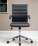 Black and Silver Adjustable Swivel Faux Leather Rolling Conference Office Chair - Homeroots - Flyclothing LLC