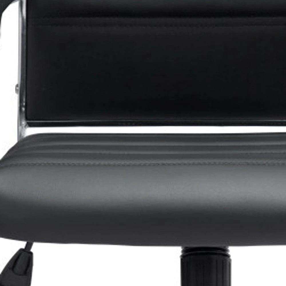 Black and Silver Adjustable Swivel Faux Leather Rolling Conference Office Chair - Homeroots - Flyclothing LLC