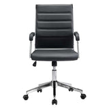 Black and Silver Adjustable Swivel Faux Leather Rolling Conference Office Chair - Homeroots - Flyclothing LLC