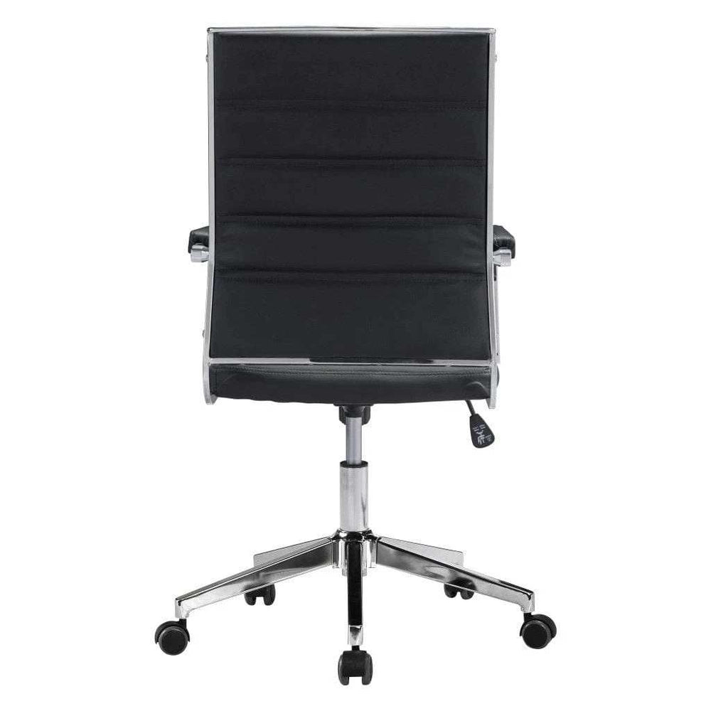 Black and Silver Adjustable Swivel Faux Leather Rolling Conference Office Chair - Homeroots - Flyclothing LLC