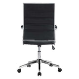 Black and Silver Adjustable Swivel Faux Leather Rolling Conference Office Chair - Homeroots - Flyclothing LLC