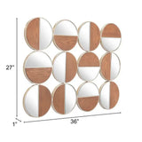 Set of Twelve Gold and Walnut Round Steel Framed Accent Mirror - Homeroots - Flyclothing LLC