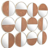 Set of Twelve Gold and Walnut Round Steel Framed Accent Mirror - Homeroots - Flyclothing LLC