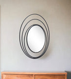 32" Black Concentric Circles Round Wall Mirror - Homeroots - Flyclothing LLC