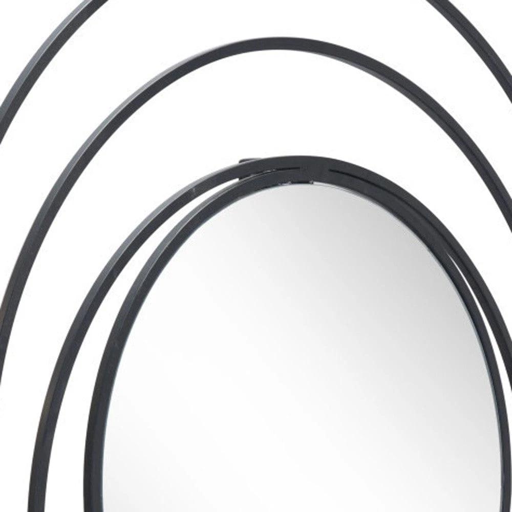 32" Black Concentric Circles Round Wall Mirror - Homeroots - Flyclothing LLC