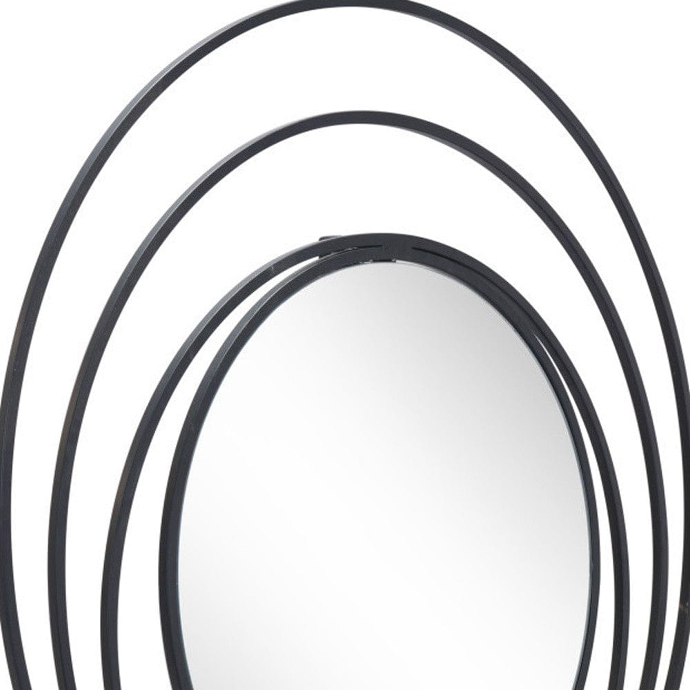 32" Black Concentric Circles Round Wall Mirror - Homeroots - Flyclothing LLC