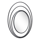 32" Black Concentric Circles Round Wall Mirror - Homeroots - Flyclothing LLC