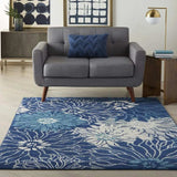 5' X 7' Blue And Ivory Floral Power Loom Area Rug - Homeroots - Flyclothing LLC