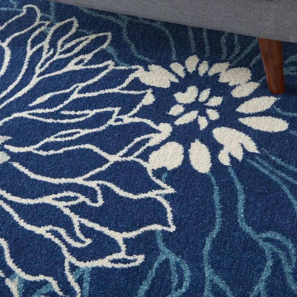 5' X 7' Blue And Ivory Floral Power Loom Area Rug - Homeroots - Flyclothing LLC