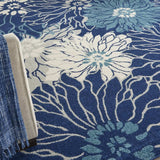 7' X 10' Blue And Ivory Floral Power Loom Area Rug - Homeroots - Flyclothing LLC