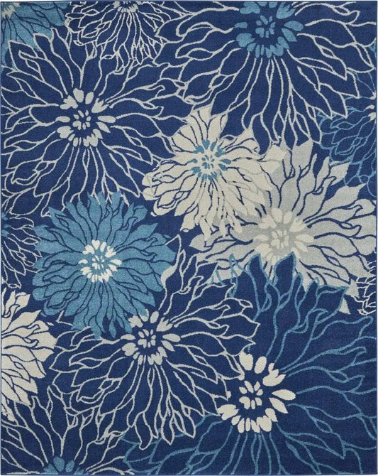 8' X 10' Blue And Ivory Floral Power Loom Area Rug - Homeroots - Flyclothing LLC
