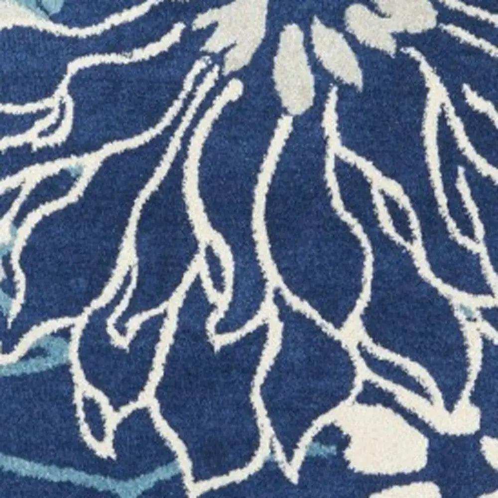 8' Blue And Ivory Round Floral Dhurrie Area Rug - Homeroots - Flyclothing LLC