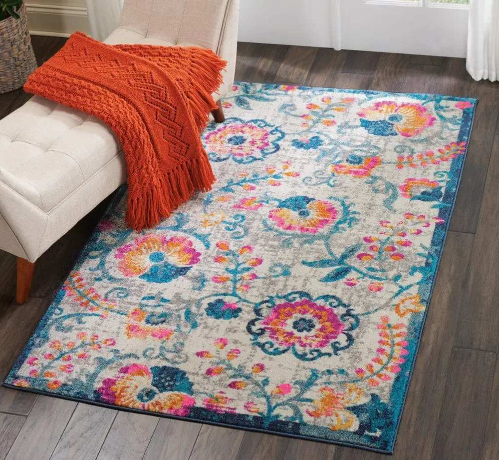 4' X 6' Ivory Floral Dhurrie Area Rug - Homeroots - Flyclothing LLC