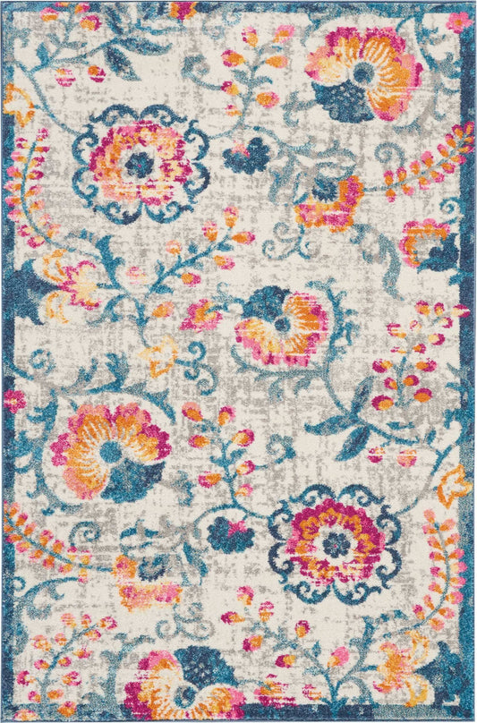4' X 6' Ivory Floral Dhurrie Area Rug - Homeroots - Flyclothing LLC