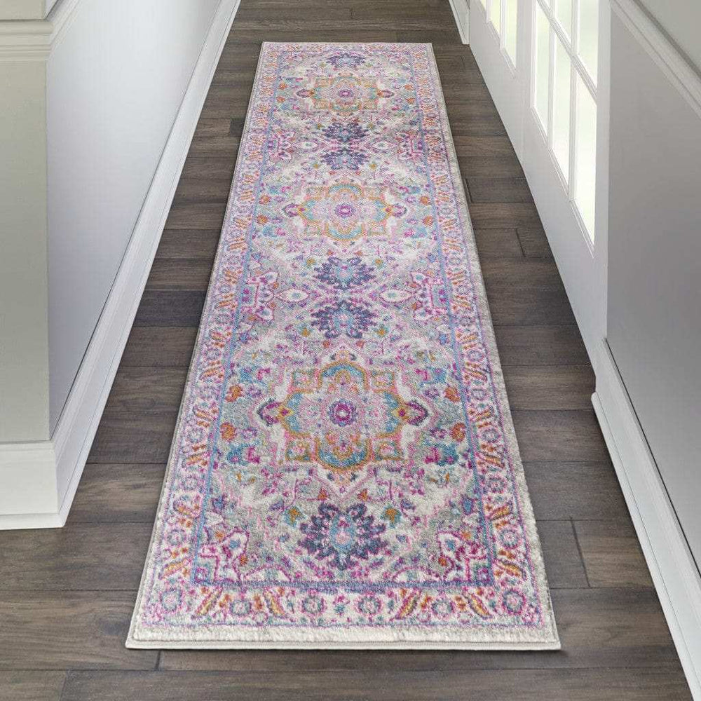 6' Pink And Gray Power Loom Runner Rug - Homeroots - Flyclothing LLC