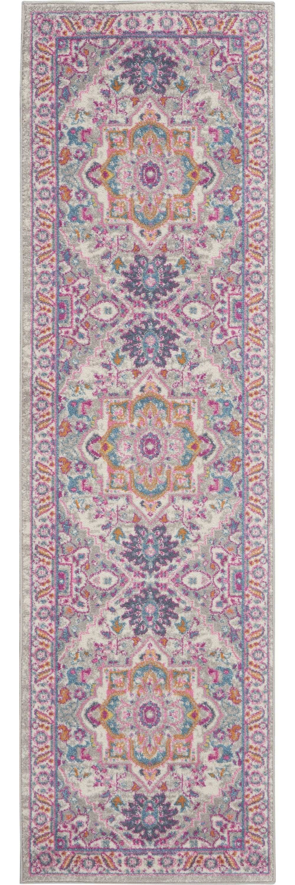 6' Pink And Gray Power Loom Runner Rug - Homeroots - Flyclothing LLC