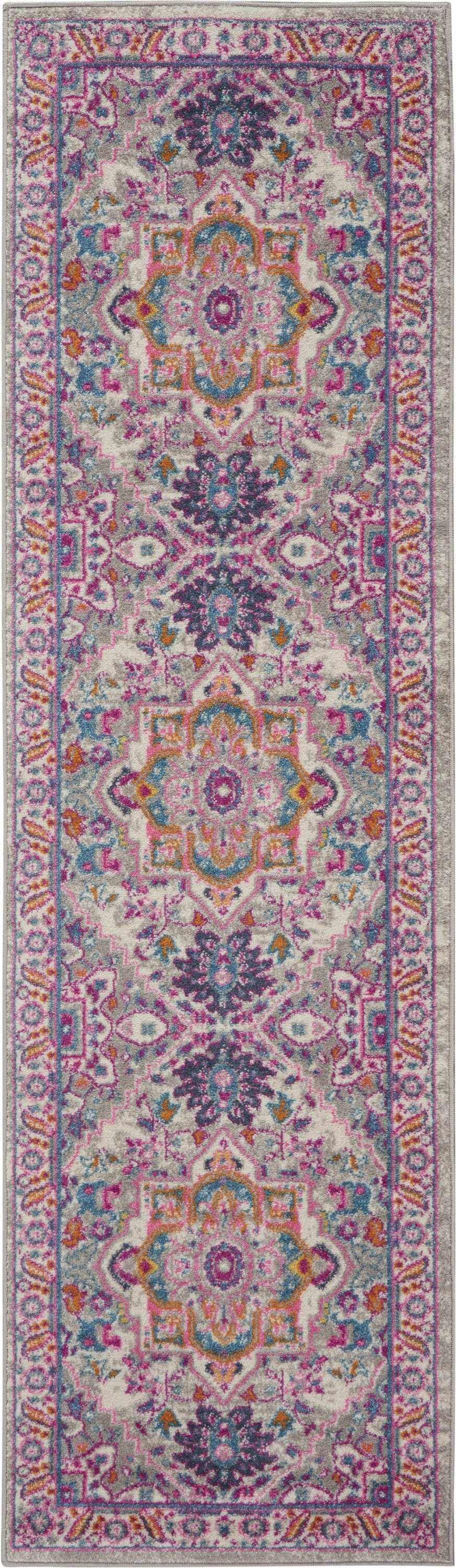 10' Pink And Gray Power Loom Runner Rug - Homeroots - Flyclothing LLC