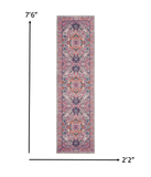 8' Pink And Gray Power Loom Runner Rug - Homeroots - Flyclothing LLC