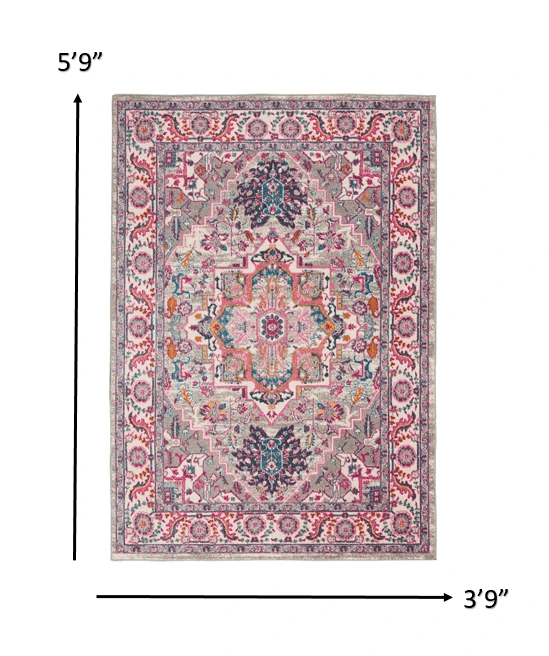 4' X 6' Pink And Gray Power Loom Area Rug - Homeroots - Flyclothing LLC