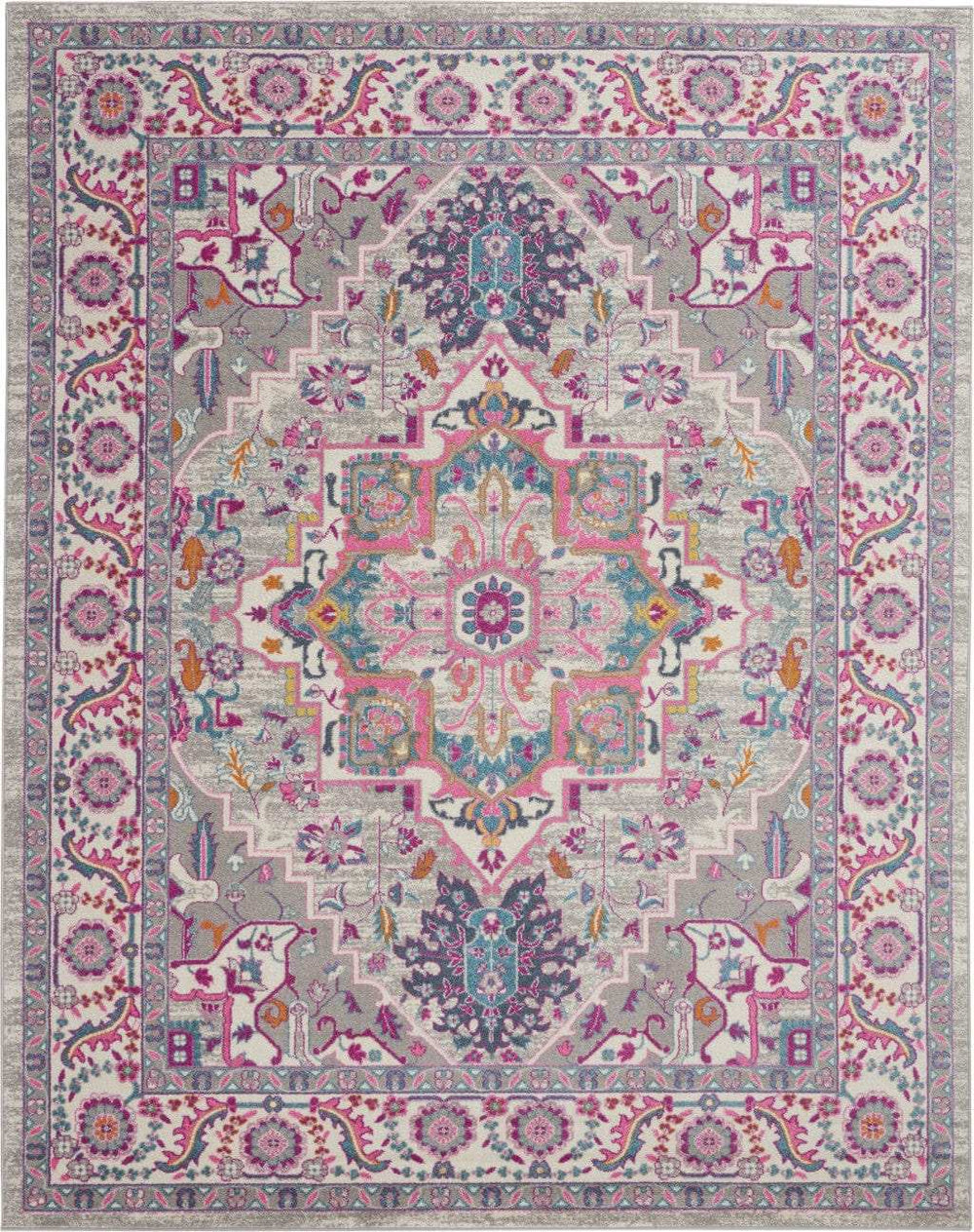 7' X 10' Pink And Gray Power Loom Area Rug - Homeroots - Flyclothing LLC