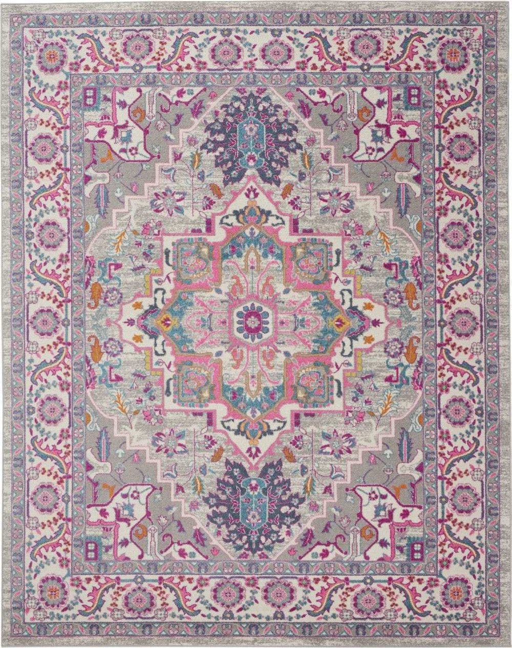 7' X 10' Pink And Gray Power Loom Area Rug - Homeroots - Flyclothing LLC