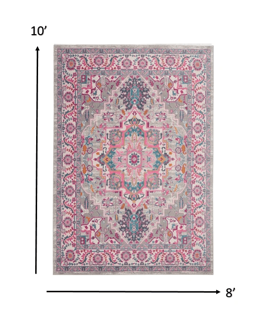 8' X 10' Pink And Gray Power Loom Area Rug - Homeroots - Flyclothing LLC