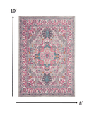 8' X 10' Pink And Gray Power Loom Area Rug - Homeroots - Flyclothing LLC