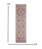 8' Teal Blue Power Loom Runner Rug - Homeroots - Flyclothing LLC
