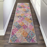 8' Pink And Gray Geometric Dhurrie Runner Rug - Homeroots - Flyclothing LLC