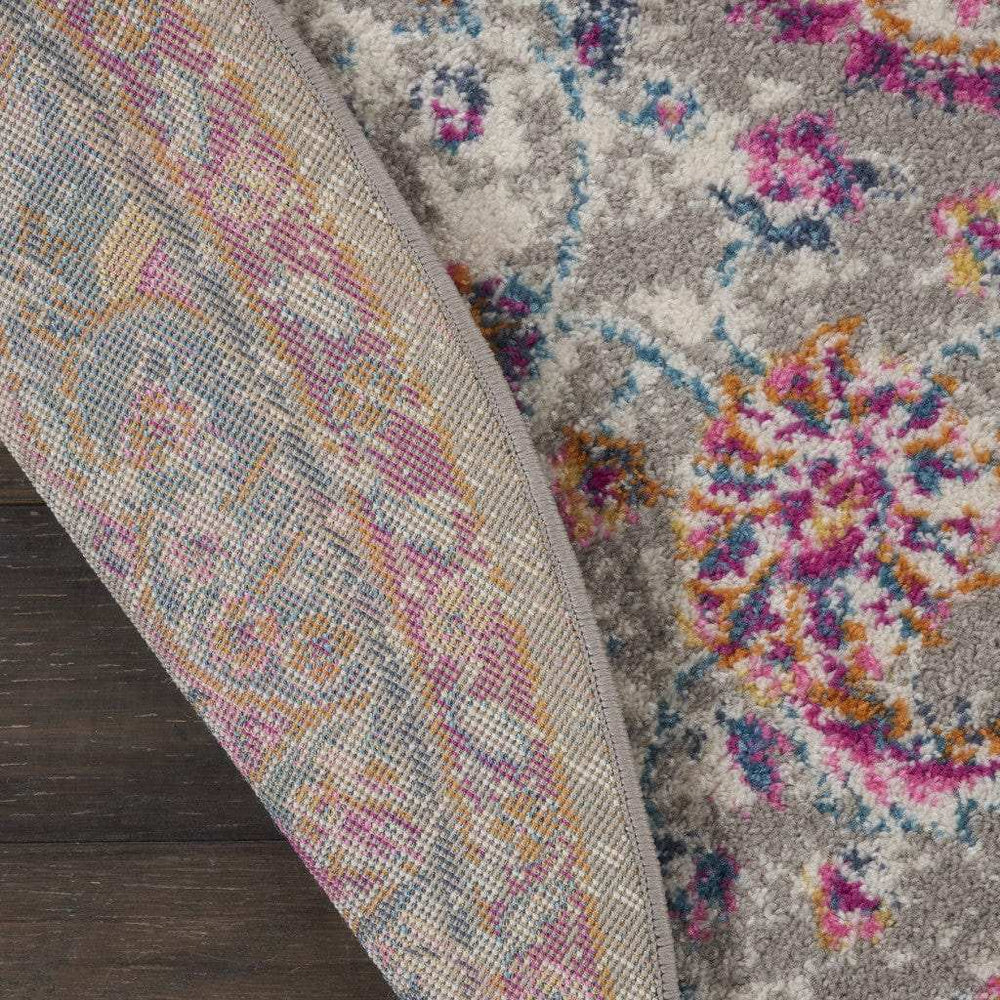 4' Pink And Gray Round Power Loom Area Rug - Homeroots - Flyclothing LLC