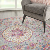 4' Pink And Gray Round Power Loom Area Rug - Homeroots - Flyclothing LLC