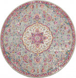 4' Pink And Gray Round Power Loom Area Rug - Homeroots - Flyclothing LLC