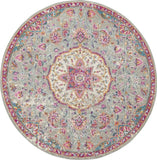 5' Gray and Pink Round Medallion Power Loom Area Rug - Homeroots - Flyclothing LLC
