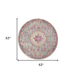 5' Gray and Pink Round Medallion Power Loom Area Rug - Homeroots - Flyclothing LLC