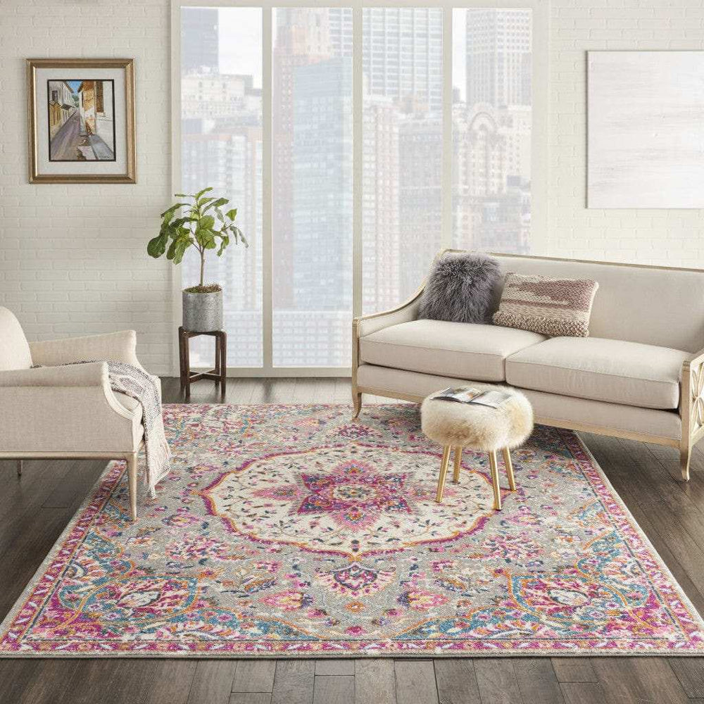 7' X 10' Pink And Gray Power Loom Area Rug - Homeroots - Flyclothing LLC